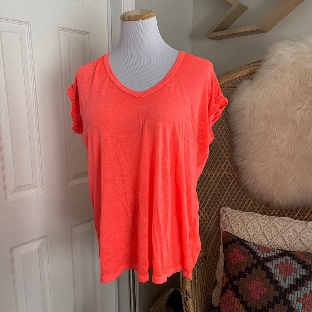 Free People Keep Me Tee XS Coral